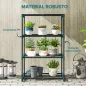 Soporte para Plantas de 4 Niveles Estantería para Plantas de Acero Estantes de Rejilla 67x49x105 cm Verde Oscuro
