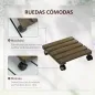 Pack de 2 Plataformas con Ruedas de Madera Soportes para Plantas Macetas Exterior Interior Carga 50 kg Marrón Oscuro