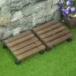 Pack de 2 Plataformas con Ruedas de Madera Soportes para Plantas Macetas Exterior Interior Carga 50 kg Marrón Oscuro