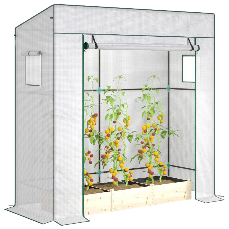 Invernadero de Exterior con Ventanas de Malla y Puerta con Cremallera para Cultivar Plantas Flores 196x77x197 cm Blanco