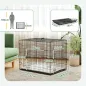 Jaula para Perros Plegable con Cojín Puertas Bandeja Extraíble y Marco de Alambre Metálico 75x48,5x53 cm Negro y Beige