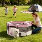 Parque Plegable para Perros y Gatos Corralito Portátil para Animales Pequeños Impermeable de Tela Oxford Ø120x58cm Rosa