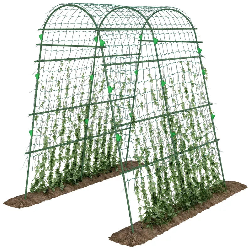 Enrejado de Pepino 206 cm Enrejado de Jardín de Arco para Plantas Trepadoras al Aire Libre con Marco de Acero Verde