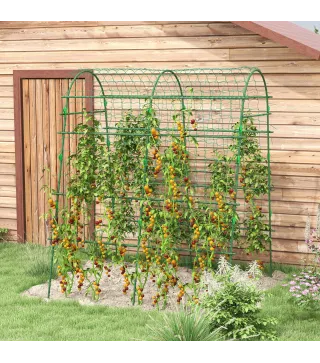 Enrejado de Pepino 206 cm Enrejado de Jardín de Arco para Plantas Trepadoras al Aire Libre con Marco de Acero Verde