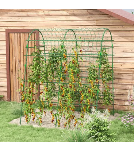 Enrejado de Pepino 206 cm Enrejado de Jardín de Arco para Plantas Trepadoras al Aire Libre con Marco de Acero Verde