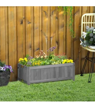Jardinera de Madera Plegable Jardinera Elevada para Cultivos Verduras Flores en Patio Balcón Terraza 70x30x25 cm Gris