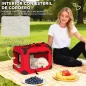 Transportín para Perros Plegable 60x41,5x41 cm con Ventanas de Malla Cojín Suave y 2 Asas para Mini Perros y Gatos Rojo