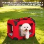 Transportín para Perros Plegable 60x41,5x41 cm con Ventanas de Malla Cojín Suave y 2 Asas para Mini Perros y Gatos Rojo