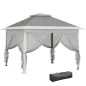 Carpa Plegable 3,3x3,3 m Pop-up Altura Ajustable Doble Techo Mosquiteras Extraíbles y Bolsa de Transporte Anti-UV Gris