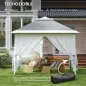 Carpa Plegable 3,3x3,3 m Pop-up Altura Ajustable Doble Techo Mosquiteras Extraíbles y Bolsa de Transporte Anti-UV Gris