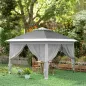Carpa Plegable 3,3x3,3 m Pop-up Altura Ajustable Doble Techo Mosquiteras Extraíbles y Bolsa de Transporte Anti-UV Gris