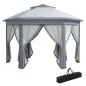 Carpa Plegable 4x3,4 m con Doble Techo 6 Mosquiteras Extraíbles y Bolsa de Transporte Anti-UV Gris