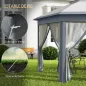 Carpa Plegable 4x3,4 m con Doble Techo 6 Mosquiteras Extraíbles y Bolsa de Transporte Anti-UV Gris