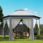 Carpa Plegable 4x3,4 m con Doble Techo 6 Mosquiteras Extraíbles y Bolsa de Transporte Anti-UV Gris