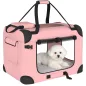 Transportín para Perros Plegable 60x41,5x41 cm con Ventanas de Malla Cojín Suave y 2 Asas para Mini Perros y Gatos Rosa