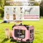 Transportín para Perros Plegable 60x41,5x41 cm con Ventanas de Malla Cojín Suave y 2 Asas para Mini Perros y Gatos Rosa