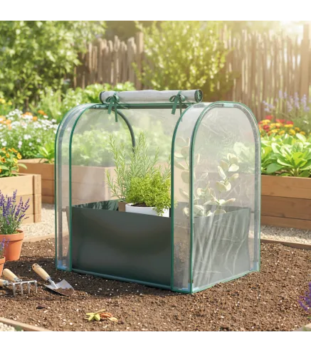 Mini Invernadero con Bolsa de Plantación Invernadero Pequeño Portátil para Interior y Exterior 68x50x70 cm Verde