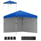 Carpa Plegable Pop-up 3x3 m con 2 Paredes Laterales Anti-UV Altura Ajustable Sacos de Arena y Bolsa de Transporte Azul