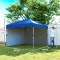 Carpa Plegable Pop-up 3x3 m con 2 Paredes Laterales Anti-UV Altura Ajustable Sacos de Arena y Bolsa de Transporte Azul