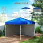Carpa Plegable Pop-up 3x3 m con 2 Paredes Laterales Anti-UV Altura Ajustable Sacos de Arena y Bolsa de Transporte Azul