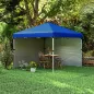 Carpa Plegable Pop-up 3x3 m con 2 Paredes Laterales Anti-UV Altura Ajustable Sacos de Arena y Bolsa de Transporte Azul