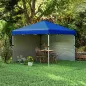 Carpa Plegable Pop-up 3x3 m con 2 Paredes Laterales Anti-UV Altura Ajustable Sacos de Arena y Bolsa de Transporte Azul Carpa Plegable Pop-up 3x3 m con 2 Paredes Laterales Anti-UV Altura Ajustable Sacos de Arena y Bolsa de Transporte Azul