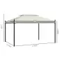 Cenador de Jardín 4x3m Pabellón con Techo Doble Transpirable y 4 Cortinas Laterales Extraíbles Carpa de Acero Anti-UV Gazebo par