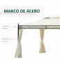 Cenador de Jardín 4x3m Pabellón con Techo Doble Transpirable y 4 Cortinas Laterales Extraíbles Carpa de Acero Anti-UV Gazebo par