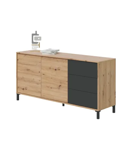 URBAN PLUS Aparador 2p + 3c R.Nodi/Gris Antracita | Muebles kit