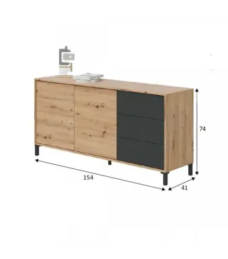 URBAN PLUS Aparador 2p + 3c R.Nodi/Gris Antracita | Muebles kit