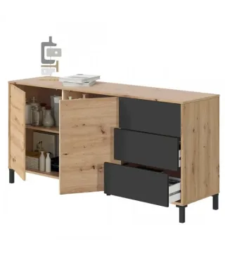 URBAN PLUS Aparador 2p + 3c R.Nodi/Gris Antracita | Muebles kit