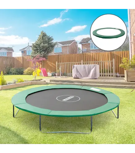 Cubierta de Protección Acolchada para Cama Elástica Borde de Seguridad para Trampolines con Diámetro Ø244 cm Verde