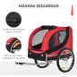 Remolque Bicicleta Perros Mascota 1 Bandera 8 Reflectores Remolque Bici 130x73x90 cm Rojo Negro