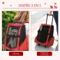 Transportín 2 en 1 para Mascotas Mochila o Carrito de Viaje para Perro y Gato con 2 Ruedas con Asa retráctil de Aluminio y Bolsi