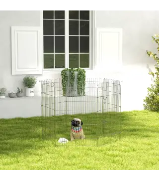 Vallas para Perros Plegables de 8 Piezas 63x91 cm con 1 Puerta y Marco de Acero para Jardín Patio Plata