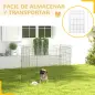 Vallas para Perros Plegables de 8 Piezas 63x91 cm con 1 Puerta y Marco de Acero para Jardín Patio Plata