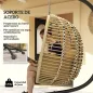 Silla Colgante con Soporte Cesta Plegable Cojín y Reposacabezas para Interior y Exterior Carga 120 kg Beige