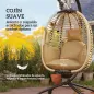 Silla Colgante con Soporte Cesta Plegable Cojín y Reposacabezas para Interior y Exterior Carga 120 kg Beige