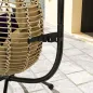 Silla Colgante con Soporte Cesta Plegable Cojín y Reposacabezas para Interior y Exterior Carga 120 kg Beige
