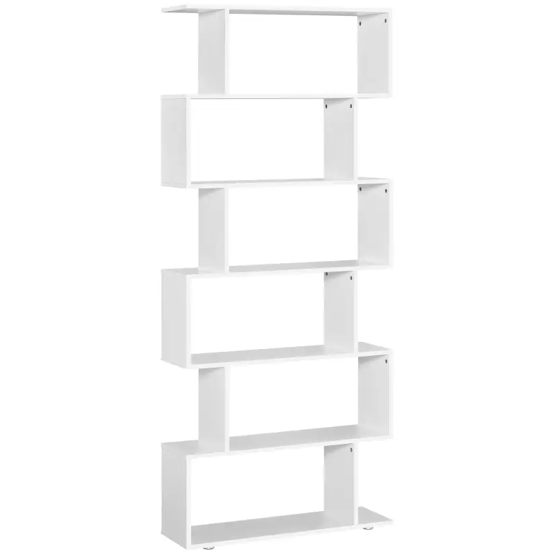 Estanteria Libreria 6 Estantes Madera Forma S 80x24x191 cm Estantes Color Blanco