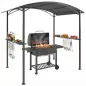 Cenador para Barbacoa de 2,4 x 1,5 m Cenador de Pérgola Exterior con 2 Estantes Laterales y Ganchos Gris Oscuro Cenador para Barbacoa de 2,4 x 1,5 m Cenador de Pérgola Exterior con 2 Estantes Laterales y Ganchos Gris Oscuro