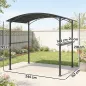 Cenador para Barbacoa de 2,4 x 1,5 m Cenador de Pérgola Exterior con 2 Estantes Laterales y Ganchos Gris Oscuro
