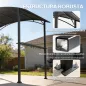 Cenador para Barbacoa de 2,4 x 1,5 m Cenador de Pérgola Exterior con 2 Estantes Laterales y Ganchos Gris Oscuro