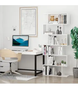 Estanteria Libreria 6 Estantes Madera Forma S 80x24x191 cm Estantes Color Blanco