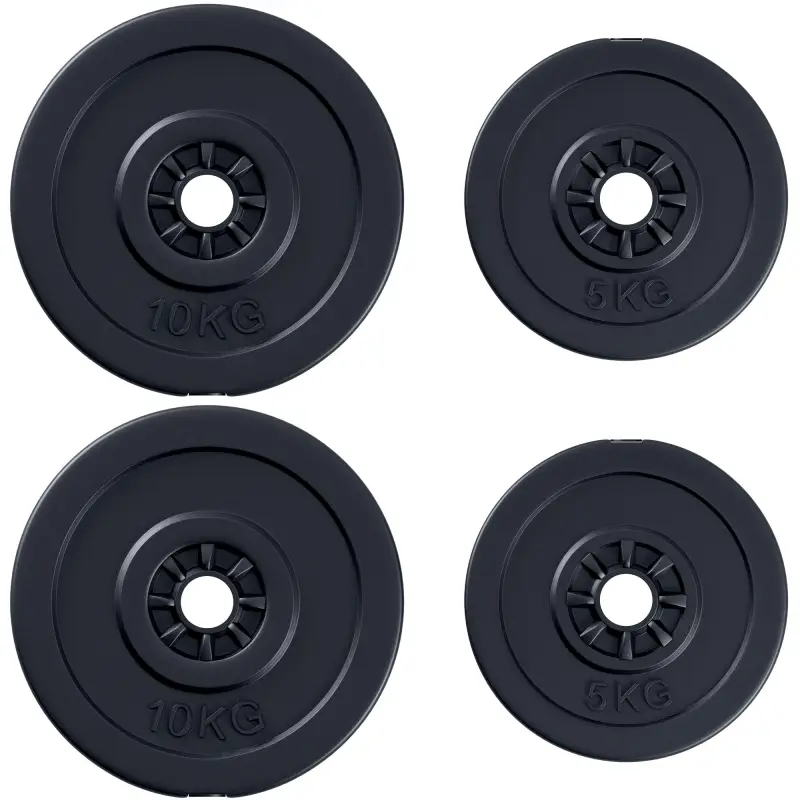 Juego de 4 Discos de Pesas de 2x5 kg y 2x10 kg Juego de Placas de Pesas con Agujero de Ø25 mm para Barra o Mancuernas Entrenamie