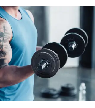 Juego de 4 Discos de Pesas de 2x5 kg y 2x10 kg Juego de Placas de Pesas con Agujero de Ø25 mm para Barra o Mancuernas Entrenamie