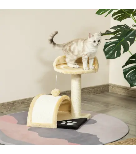 Árbol Rascador para Gatos Pequeños Altura 46 cm de 2 Niveles Árbol para Gatos con Poste Tablero para Rascar Plataformas y Juguet