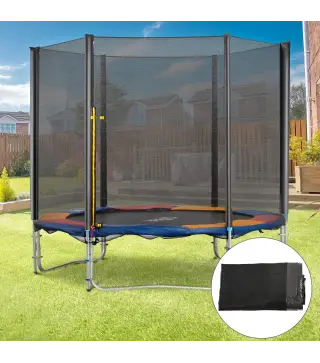 Red de Seguridad de Reemplazo para Trampolín Ø305 cm con Puerta con Cremallera para 6 Postes Rectos Ø305x180 cm Negro