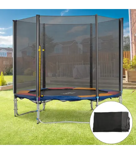 Red de Seguridad de Reemplazo para Trampolín Ø305 cm con Puerta con Cremallera para 6 Postes Rectos Ø305x180 cm Negro