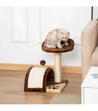 Árbol Rascador para Gatos Pequeños Altura 46 cm de 2 Niveles Árbol para Gatos con Poste Tablero para Rascar Plataformas y Juguet
